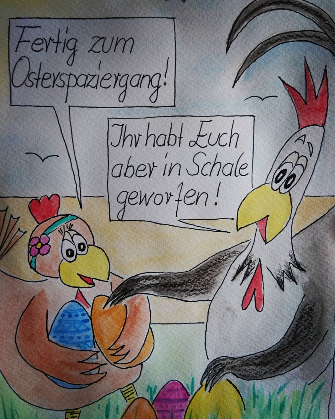 Landhuhn-Gegacker vom 5. Apr 2021
